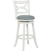 Sawyer Bar Stool in Cream Wood w/ Light Blue Leatherette